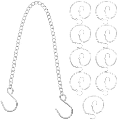 CHILDWEET Chaînes Suspendues En Acier Inoxydable 10 Pièces Avec Crochets Polyvalents Pour Mangeoires À Oiseaux Lanternes Plantes Et Panneaux D'Affichage 11.81In