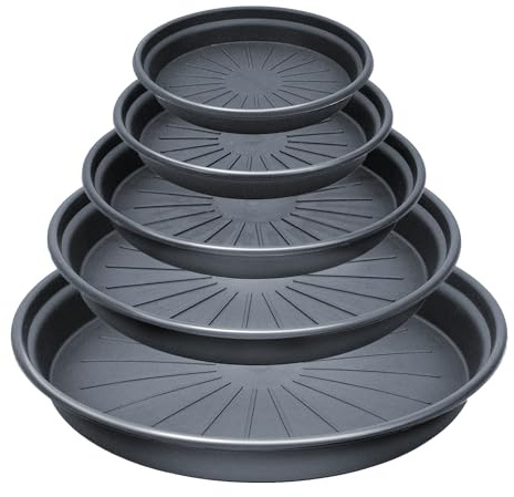 Bamworld Juego de 5 Platos para Macetas 25.8/22.5/18.8/15.3/13 cm Bandejas de Plástico Resistente e Impermeable para Plantas de Interior y Exterior