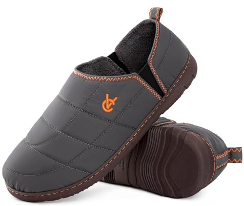 VeraCosy Men's Quilted Two Tone Slippers with Anti Skid Outsole Outdoor | Lightweight,breathable,color block,water repellent,washable,travel friendly,non slip,durable,warmth,cozy,camping,gift