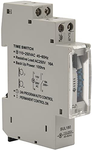 Jevina Minuterie mécanique programmable 24 heures, temps de réglage minimum de 15 minutes, blanc gris, robuste et fiable