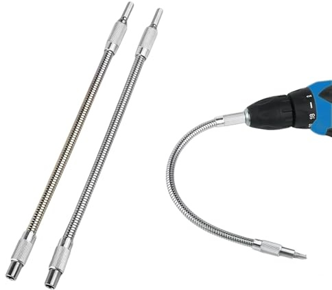 Pabbyeey Lot de 2 Rallonges Flexibles de Foret 300mm - Arbre Flexible 1/4 (6,35 mm) Tige Hexagonale - Extension de Foret Flexible pour Perceuse, Tournevis et Espaces Restreints