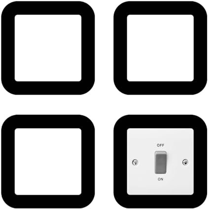 4 Pcs Black Light Switch Surround, Square Finger Plates for Light Switches Self-Adhesive, Used for Wall Protection and Home Decoration, Protecting Plug Socket Surround Plates