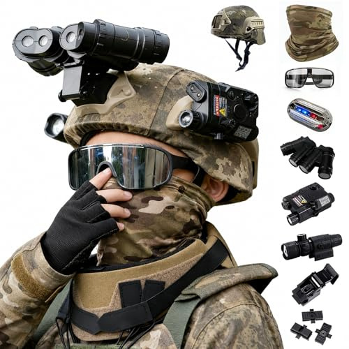 Set de Casco Táctico para Niños con Soporte NVG, Máscara y Gafas Protectores, Kit de Casco Militar para Cosplay, Juegos al Aire Libre, Airsoft y Paintball para Niños y Niñas