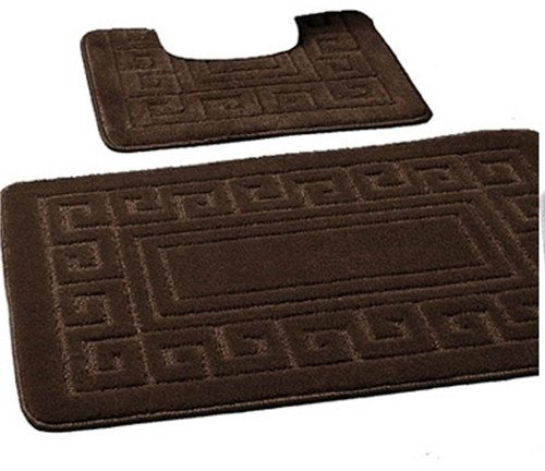 EDS rutschfeste Badematte im griechischen Stil, Bademattenset 2-teilig, enthält 1 Badematte (50 x 80 cm) und einen WC-Vorleger (50 x 40 cm)