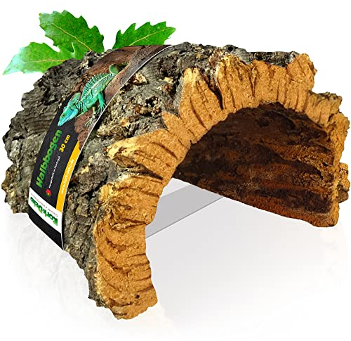 Korktunnel 30 cm – Korkhöhle aus Naturkorkrinde, unten offen mit Innenhöhe ab 12 cm, gereinigt und desinfiziert, ideal als Unterschlupf für Nager, Reptilien und Vögel, Terrarium, Aquariumbau und Deko