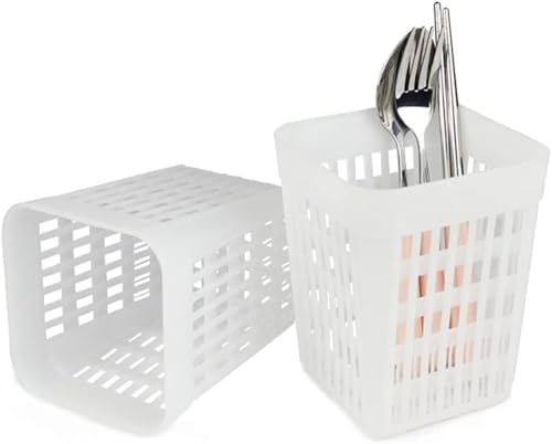 2 piezas cesta de plástico para lavavajillas, cesta de almacenamiento para tenedor, cuchara, ayudas de cocina, cesta de lavavajillas para cubiertos pequeños objetos pequeños, cesta superior para lavav