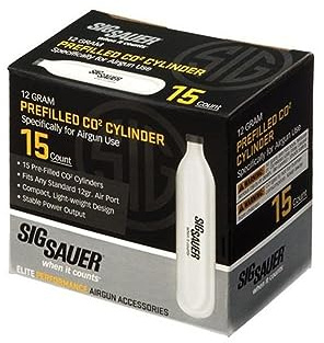 Sig Sauer 12 Gram Prefilled CO2 Cylinders for Airguns | Compact Lightweight Replacement CO2 Cartridges with Stable Power Output for ASP Air Pistols & Air Rifles, 15-Pack