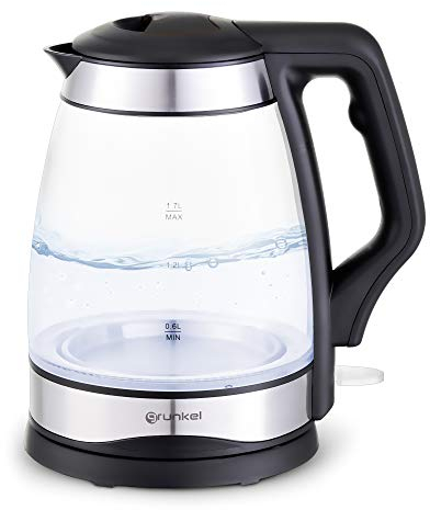 Grunkel - HV-16 CRISTAL - Hervidor Eléctrico de Agua, con Indicador de Acabado, con Potencia para Rápida Ebullición de Alta Velocidad, incluye un Filtro en boca. Libre de BPA - 1.7 Litros