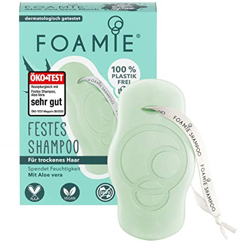 Foamie Champú Sólido Aloe You Vera Much – Para cabello seco y dañado – Hidratación intensa con Aloe Vera – Limpia y repara suavemente – Vegano, sin plástico & pH neutro, 80 g