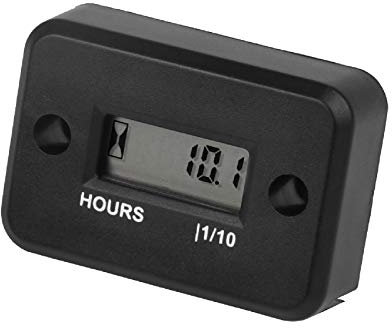 Jayron Compteur horaire numérique LCD inductif étanche pour bateau, souffleuse à neige, onduleur, générateur, tondeuse à gazon et petit moteur à essence (HM006A, noir)