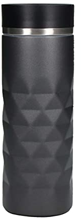 Elasto Premium Edelstahl Thermobecher mit Push-Button I 450 ml I auslaufsicherer Verschluss I heiß & kalt I BPA-frei I Thermo Kaffeebecher to go Diamond I matt glitzernd I Schiefer Grau