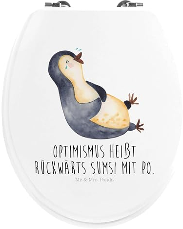 Mr. & Mrs. Panda Motiv WC Sitz Pinguin Lachen - Geschenk, lustiger Spruch, Klobrille, Klodeckel, WC-Sitz, haha, Freude, Toilettendeckel,
