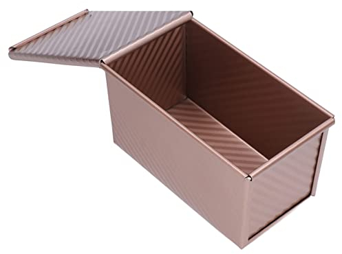 Headerbs Molde para Pan 1 Pieza, Molde para Pan Antiadherente, Molde para Tostadas de Acero Al Carbono con Tapa para Hornear Pan, para Hornear en Horno(oro)