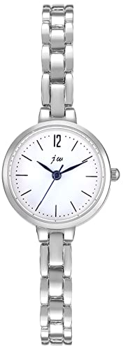 JewelryWe Damenuhr Elegant Analog Quarz Armbanduhr Damen Klein Einfach Business Casual Uhr mit Metall-Armband Silber