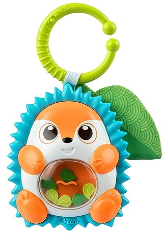 Chicco Sonajero Erizo, con Diferentes Texturas, Sonajero para Bebés, Juguete Actividades Manuales, Adecuados Carritos, Bebés 3-18 Meses
