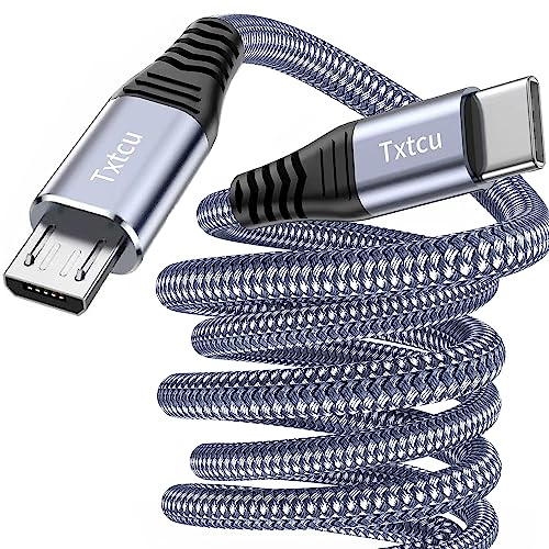 Txtcu USB C to Micro USB Cable 2M, Nylon Braided USB C to Micro Charger Cable for Android Sync, Compatible with Samsung Galaxy S7/S5/J3/J5/J7, Huawei, HTC, LG