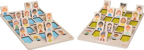 goki 56311 Qui est recherché ?, 30 x 20 cm, bois, 42 pièces, jeu de société à partir de 5 ans, jeu de devinettes pour 2 joueurs