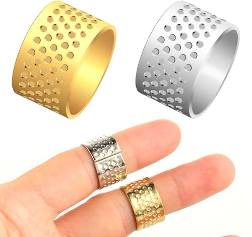 COMNICO 2 ditali da cucito regolabili durevoli per cucito protezioni per dita ad anello ditale ditale per fai da te strumenti di cucito accessori artigianali per maglieria