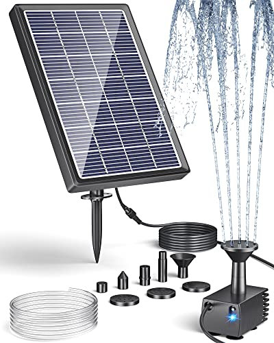 Biling Solar Water Fountain for Bird Bath, 3.5W Solar Water Pump with 4ft Tubing DIY Water Features for The Garden, 6 Nozzles Solar Pond Fountain for Fish Ponds Hummingbird Bath and Tank