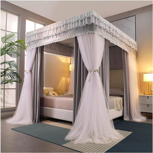 Dosel para Cama Dosel Decorativo para Cama De Dormitorio, Cortina De Cama De Lujo De Cuatro Estaciones, Cortina De Cama Doble Opaca Doble A Prueba De Polvo, con Soportes De Montaje