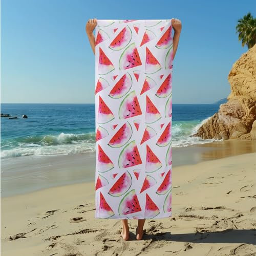 JEMIDI Strandtuch groß - 75x180cm - Standhandtuch XXL - Schnelltrocknendes Handtuch - Reisehandtuch - Für Strand Sport Fitness Yoga Sauna - Strandhandtuch leicht - Wassermelone