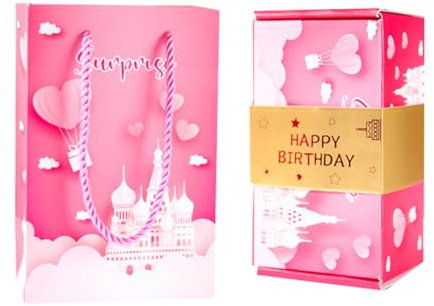 Happy Birthday Money Explosion Gift Box, Pop Up With Confetti Folding Bouncing Surprise Box, Birthday Presents for Her Girls Women Party Decorations