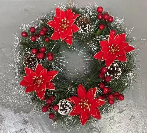 PQETBV Ghirlanda di Natale, con Luci Led Ghirlanda Decorativa Natalizia 30cm, Ornamento stagionale Decorazione Natalizia per Porta d'ingresso, Parete, Giardino, Balcone, Camera da Letto