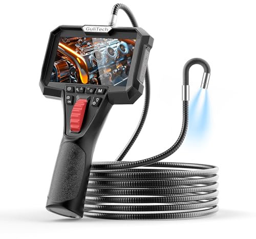 GuliTech Endoskopkamera mit Licht, 4,3-Zoll Bildschirm, IP67 Boreskop mit 6 LED-Lichtern, 3,28FT Halbstarre Schlangenkamera,6,2mm Endoskop Kamera mit Beweglicher Kopf, Inspektionskamera