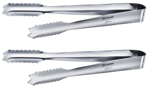 Westmark Eiszange Arctica, 2Stk. – Edle und funktionale Servierzange zum Greifen von Eiswürfeln, Pralinen oder Zuckerwürfeln – Silber, 18cm