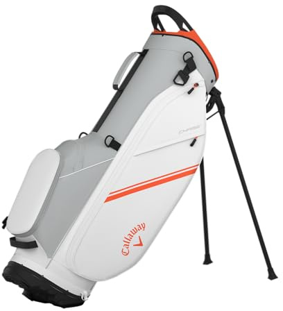 Callaway Golf Chase - Bolsa Ligera con Soporte, 2025, Blanco/Plateado/Naranja