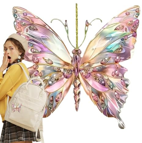 Ornements de Papillon pour Arbre, Papillon cristallin | Catcher du Soleil Animal | 2D Paillette Arc-en-Pendant Animal Volant pour la fenêtre de la Porte de la Maison