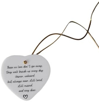 DWUENT Sympathy Gift, Bereavement Memorial Acrylic Heart Plaque with Rope, Thinking of You Keepsake, Grave Decoration 7.3x6.8x0.3cm, White Background Clear Font
