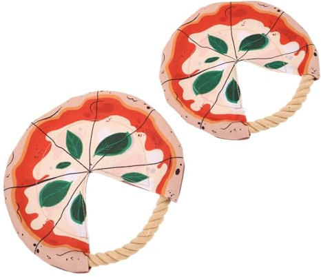 YARNOW Disco Volante per Cuccioli 2 Pezzi Corda di Cotone Resistente e Tessuto, Gioco Interattivo da Esterno a Forma di Pizza per Spiaggia e Giardino