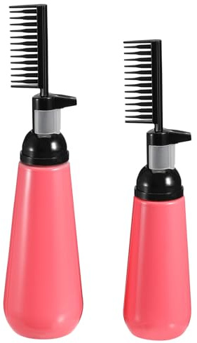 Toyvian Botellas Aplicadoras Peine para Aplicación para Tinte de Cabello 2piezas de Plástico Rojo Capacidad 130ml y 200ml, Distribución Uniforme de Color para Teñir en Casa