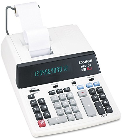 Canon MP21DX Desktop 12-Digit 2-Color Printing Calculator, Black/Red Print