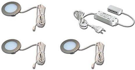 Hera 61056938002 LED-Einbauleuchten-Set, Metall, Edelstahl-optik, 6,8 x 6,8 x 1,5 cm