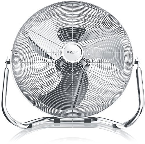 Brandson Ventilateur de Sol Design Rétro - 30 cm de Diamètre, Métallique, 3 Vitesses (Faible, Moyenne, Haute) - Débit d'Air Élevé - Inclinable à 120°, Rétro Chromé