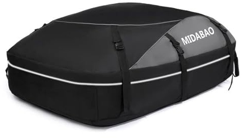 MIDABAO 20 Cubic Waterproof Duty Car Roof Top Carrier-Car Cargo Roof Bag Car Roof Top Carrier - Waterproof & Coated Zippers- Includes Anti-Slip Mat- for Cars with or Without Racks (20 Cubic Feet)