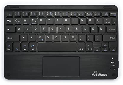 MediaRange kompakte Funk-Tastatur mit 64 Tasten und Touchpad, QWERTZ (DE/AT/CH) Tastaturbelegung, schwarz