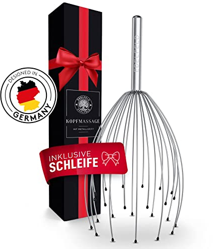 Die entspannende Kopfmassage Spinne mit 28 Fingern von Edelfeld [VERBESSERTE VERSION 2025]- Mit Geschenkverpackung & Schleife - Kopfmassagegerät als Geschenk mit Auslegern auf 2 Ebenen Wohlfühl-Noppen