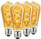 HUSTUNG Edison Vintage Glühbirne, E27 LED Vintage Dimmbar 4W ST64, E27 LED Warmweiss 2700K Retro Glühbirne Ideal für Nostalgie und Retro Beleuchtung - Bernstein Glas - 4 Stück