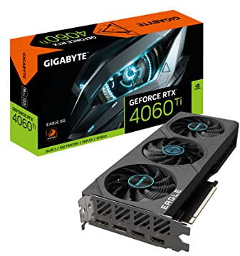 Gigabyte GeForce RTX 4060 Ti Eagle 8G Carte Graphique, 3 Ventilateurs WINDFORCE, 8 Go 128 Bits GDDR6, GV-N406TEAGLE-8GD