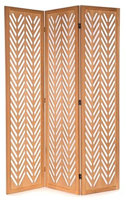 CREEDWOOD RAUMTEILER Mantra | Holz, 170x120 cm | Paravent mit Gravuren, klappbarer Sichtschutz, Trennwand, Stellwand, Ankleide Faltwand, geschnitzter Raumtrenner