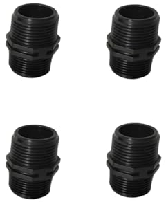PP Gewindefitting Schwarz PN10 Fittings Nippel Doppelnippel AG 4 Stück (1 Zoll)