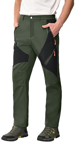 Zoofly Pantalón Deportivo con Cremallera Y Cinturón para Senderismo Pantalones Trekking Escalada Senderismo Esquiar Softshell Pantalones Caza Hombre