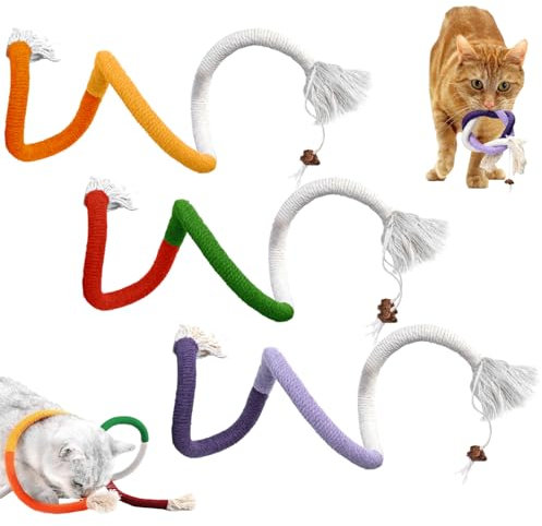 Interaktives Katzenspielzeug Beißseil, 3 Stück Interaktives Kauspielzeug Katze, Zahnreinigung Katzenspielzeug Seil, Katze kauen Seil, Katzenbeißseil, für Katzen Zahnpflege und Gegen Mundgeruch