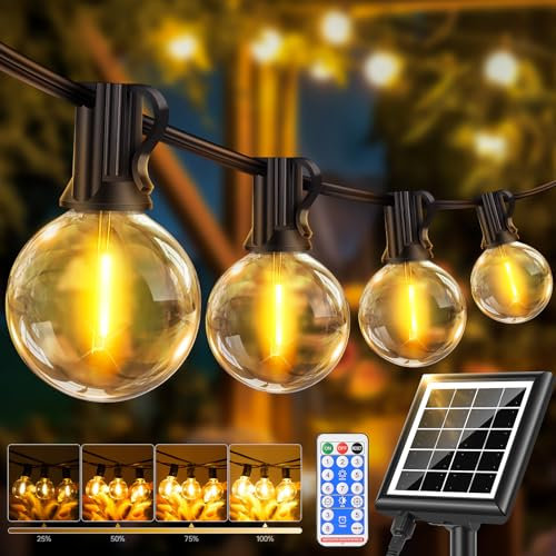 Seklin Solar Lichterkette Außen mit Fernbedienung - 30M/100FT Dimmbar G40 Lichterkette Glühbirnen Aussen IP65 Wasserdicht 8 Modi Solarlichterkette für Garten, Balkon, Terrasse, Hochzeit & Party