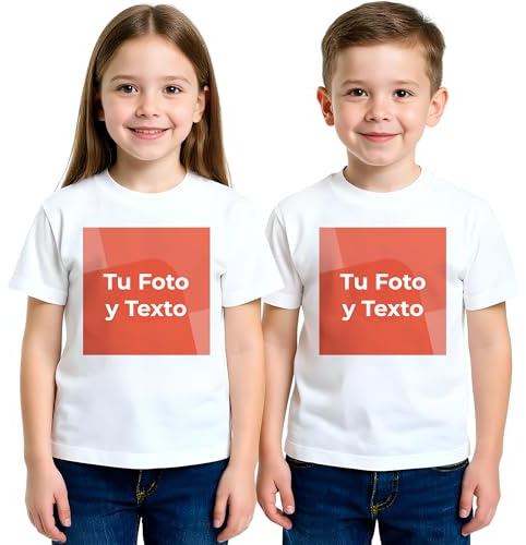 Cimpress T-Shirt Enfant Personnalisable, 100% Coton, col Rond | Personnalisé avec une photo, un prénom ou un motif, disponible en plusieurs tailles pour filles et garçons lavable en machine