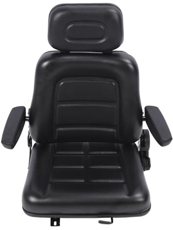 Justerbar Traktor Sitt med Huvud PVC Läder Sittplats för Gaffeltruck Traktor Gräsklippare Skid Steer Telehandler Grävmaskindozer Backhoe (Med handtag)
