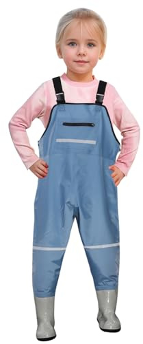 Generisch Kids Boys Girls Waders Fishing Waders with Pocket for Toddlers Waterproof Hunting Fishing Pants with Boots, blue, 10-11 Jahre